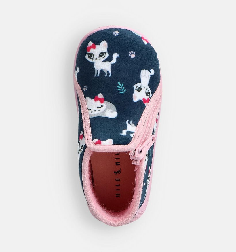 Milo & Mila Pantoufles fermées en Bleu pour filles, garçons (364917) - pour semelles orthopédiques