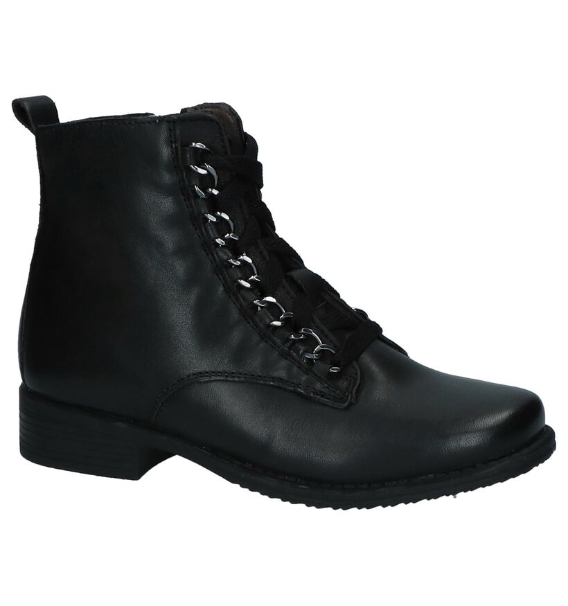 Milo & Mila Zwarte Bottines met Rits/Veter in leer (230842)