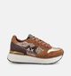 Sun68 Big Stargirl Glitter Bruine/Gouden Veterschoenen voor dames (379720) - geschikt voor steunzolen