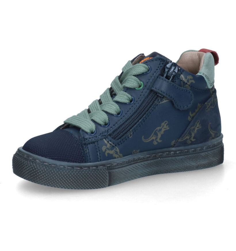 Stones and Bones Trust Blauwe Bottines met dino's voor jongens (313831) - geschikt voor steunzolen