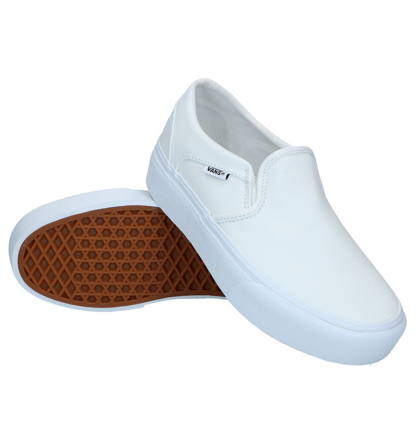 Vans Asher Platform Baskets slip-on en Blanc en textile (287226)