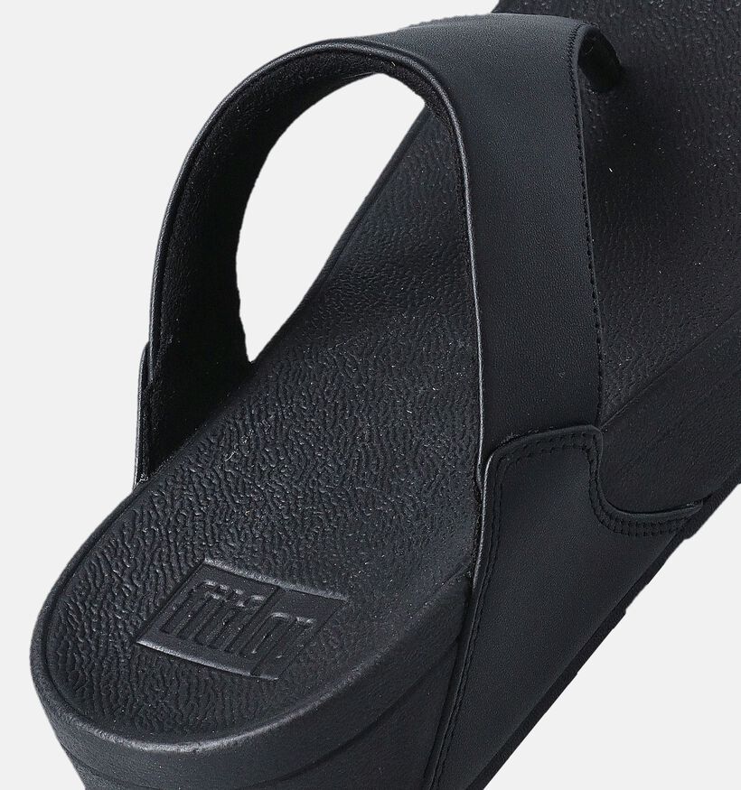 FitFlop Lulu Leather Toepost Zwarte Teenslippers voor dames (353633)