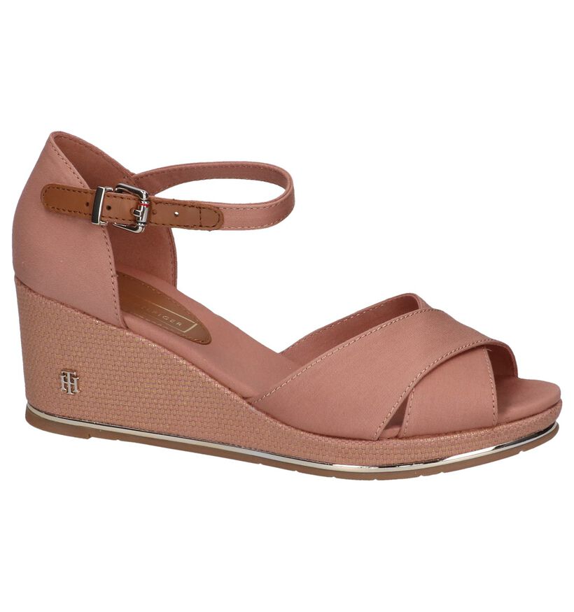 Roze Sandalen Tommy Hilfiger Feminine Mid Wedge in stof (241801)