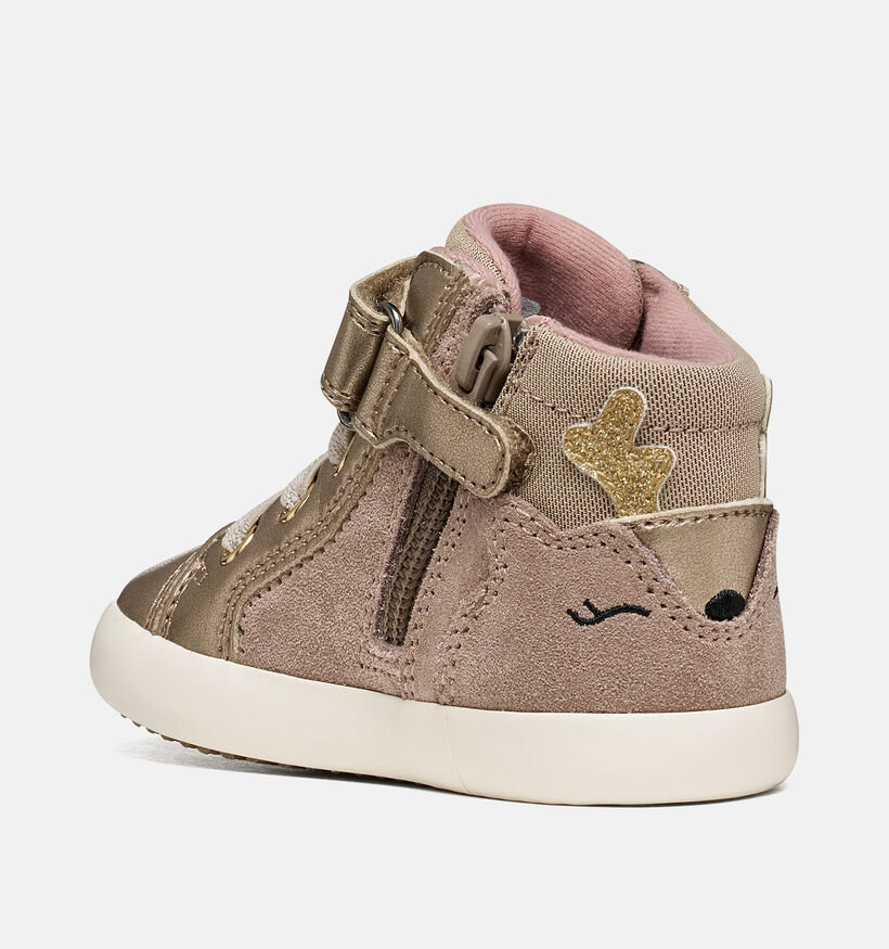 Geox Gisli Baskets montantes en Or/Beige pour filles (376247) - pour semelles orthop&eacute;diques