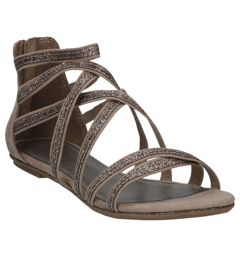 Sandalen met Glitters Taupe Marco Tozzi, , pdp