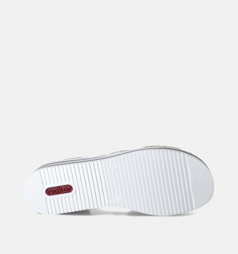 Rieker Sandales talon compensé en Blanc pour femmes (354919)