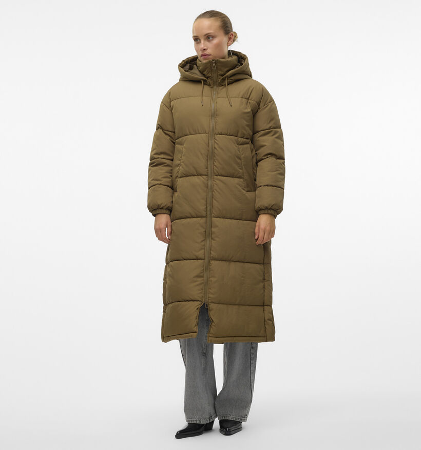 Vero Moda Klea Kaki Lange puffer jas voor dames (344052)