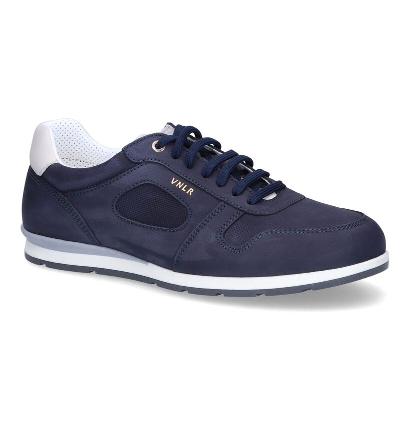 Van Lier Blauwe Veterschoenen in nubuck (307840)