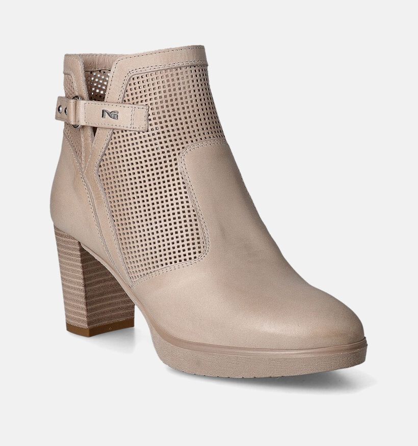 NeroGiardini Bottillons avec talon carré en Beige pour femmes (351921)