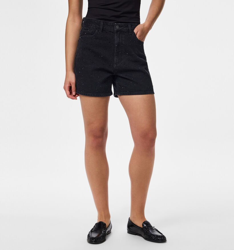 Pieces Gabi Zwarte Short met Steentjes voor dames (372385)