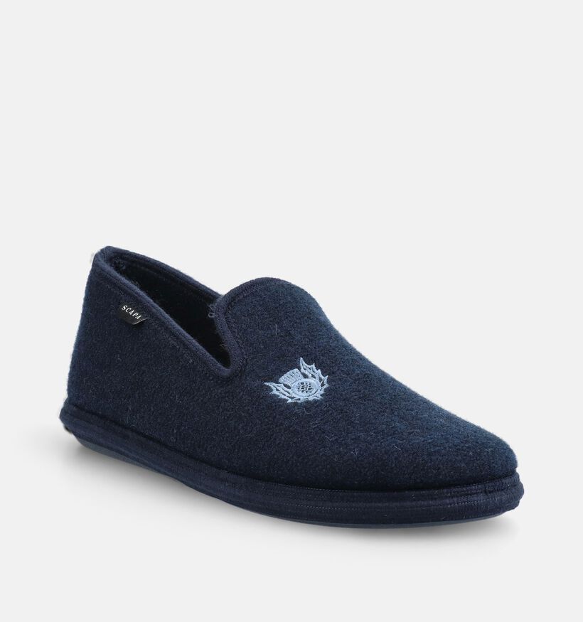 Scapa Pantoufles ferm&eacute;es en Bleu fonc&eacute; pour hommes (381020) - pour semelles orthop&eacute;diques