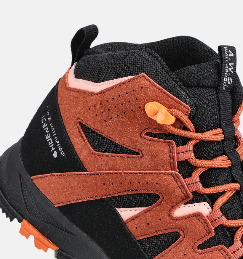 Icepeak Aura Chaussures de randonn&eacute;e en Noir/Terracotta pour femmes (378580) - pour semelles orthop&eacute;diques