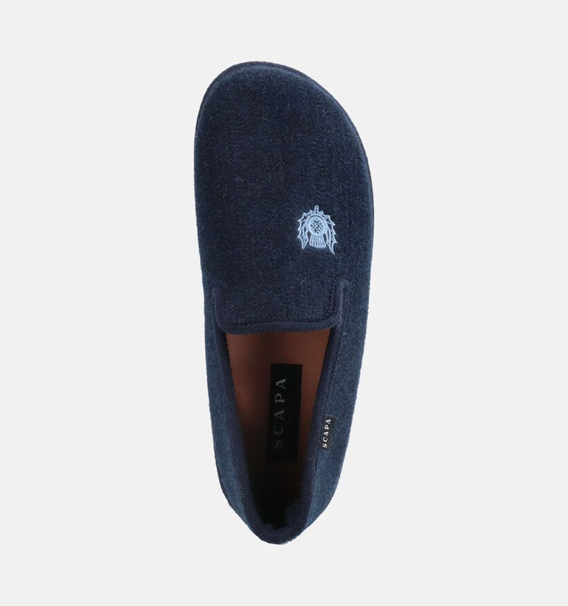 Scapa Pantoufles ferm&eacute;es en Bleu fonc&eacute; pour hommes (381020) - pour semelles orthop&eacute;diques