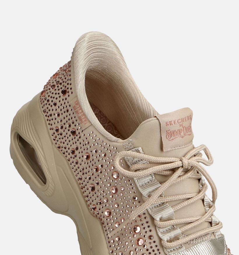 Skechers x Snoop Dogg Uno Rhinestoned Beige Sneakers voor dames (366468)