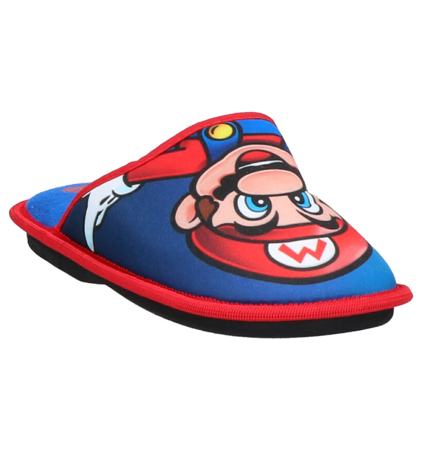 Mario Blauwe Pantoffels in stof (260669)