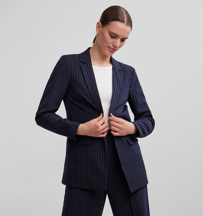 Pieces Bossy Blauwe Gestreepte blazer voor dames (337710)