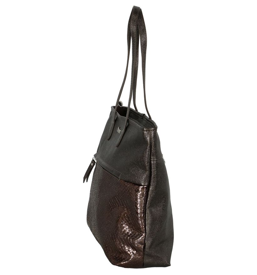 Bronzen Shopper met Slangenprint Mocca in kunstleer (235826)