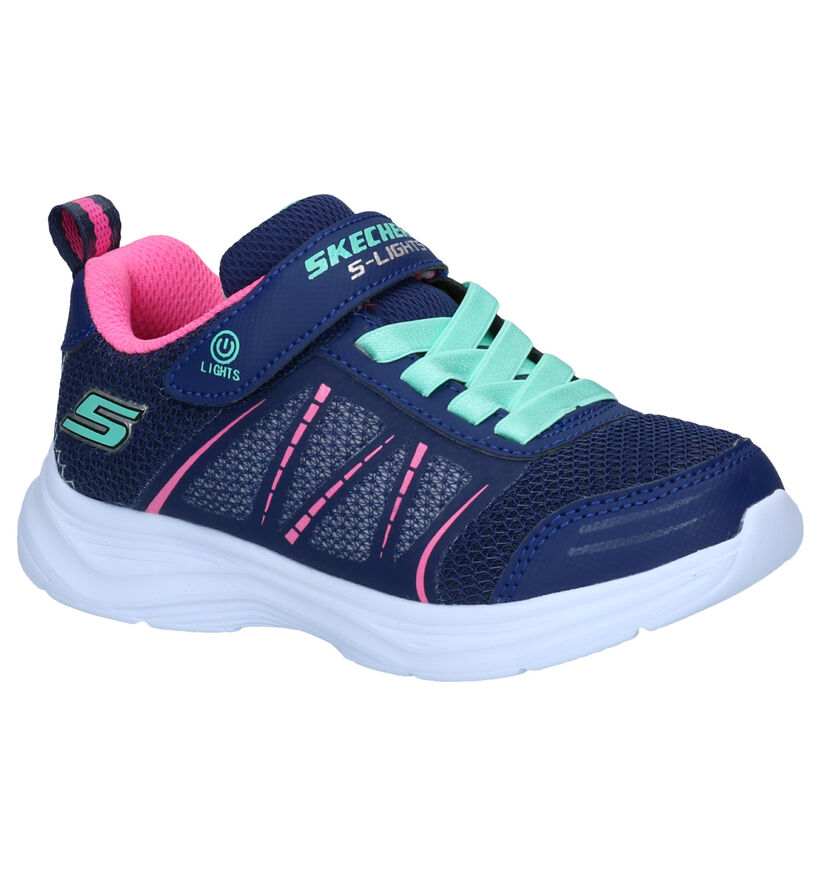 Skechers S Lights Baskets en Bleu en simili cuir (277914)