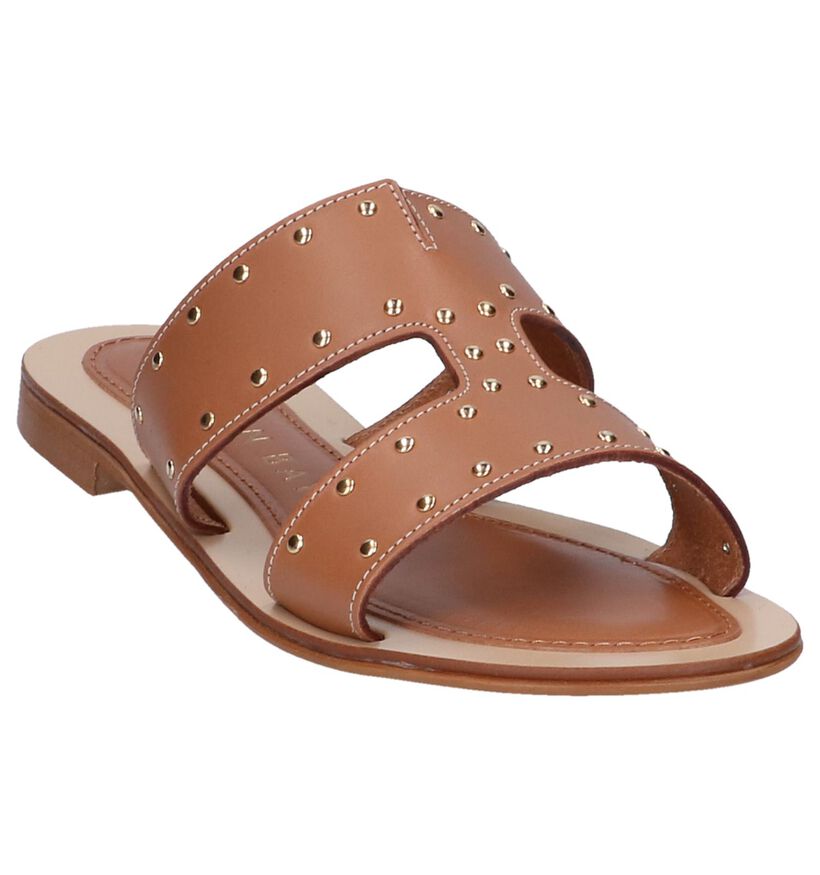 Hampton Bays Nu-pieds plates en Cognac en cuir (239285)