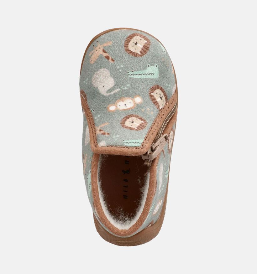 Milo & Mila Graff Groene Pantoffels voor jongens (381148) - geschikt voor steunzolen