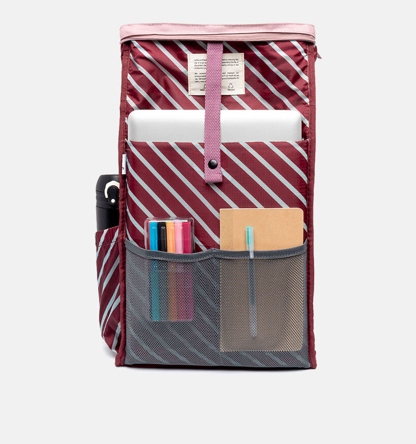 Lefrik Roll Mini Stripes Roze Rugzak met laptopvak voor dames, meisjes (345877)