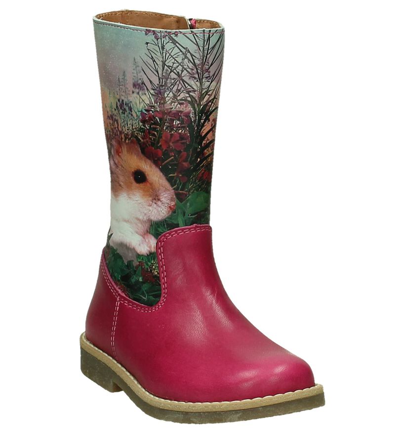 Wild Bottes hautes en Rose fuchsia en cuir (201989)