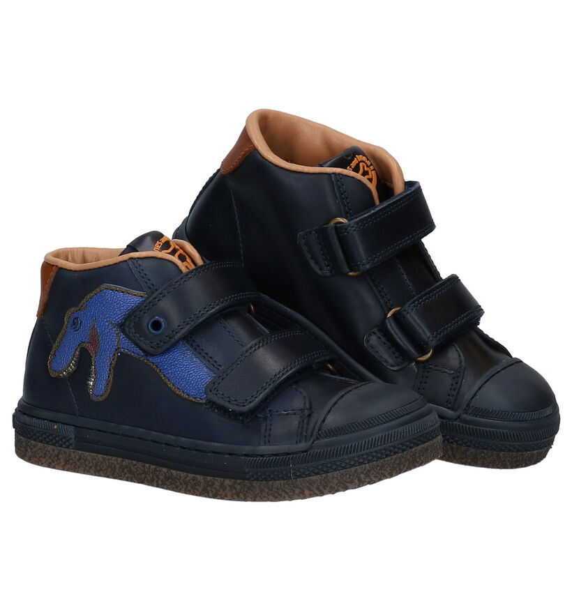 STONES and BONES Linop Cognac Velcroboots in leer (295163)