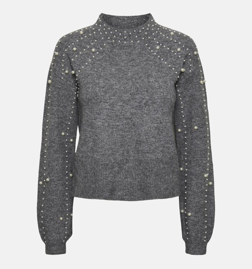 Pieces Rea Grijze Trui met parels voor dames (348373)