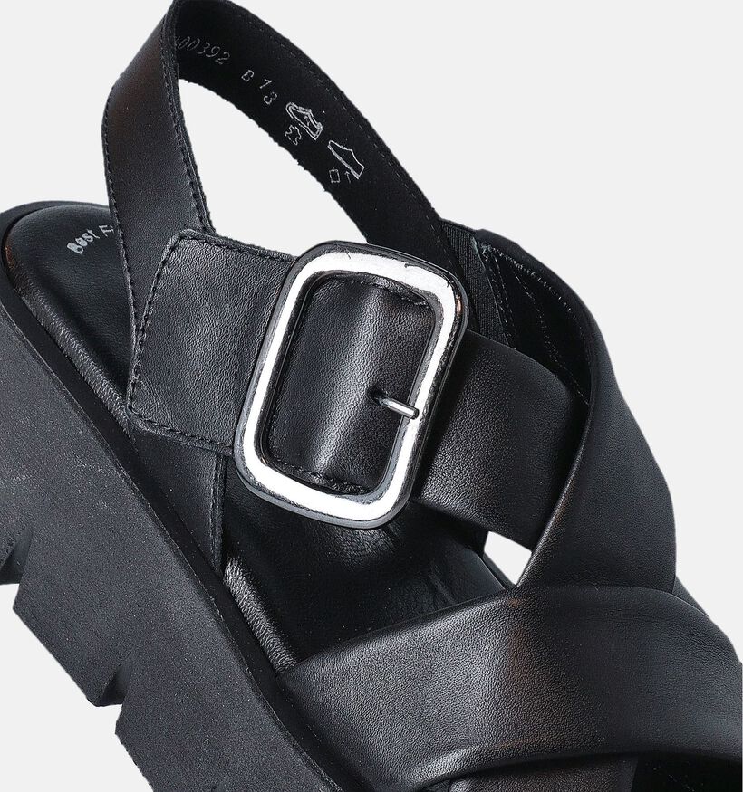 Gabor Best Fitting Zwarte Sandalen met plateauzool voor dames (355033)