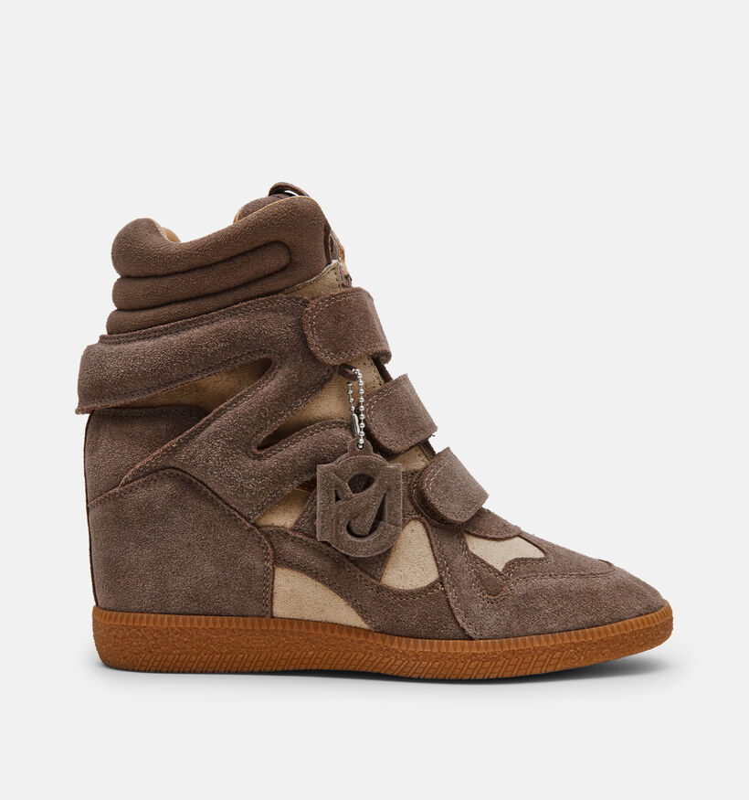 Steve Madden Mavis Taupe Hoge Sneakers met Sleehak voor dames (378158)
