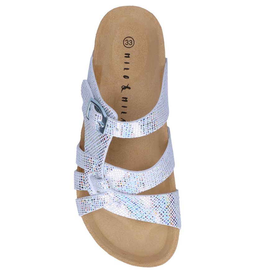 Zilveren Slippers Milo & Mila in stof (241322)