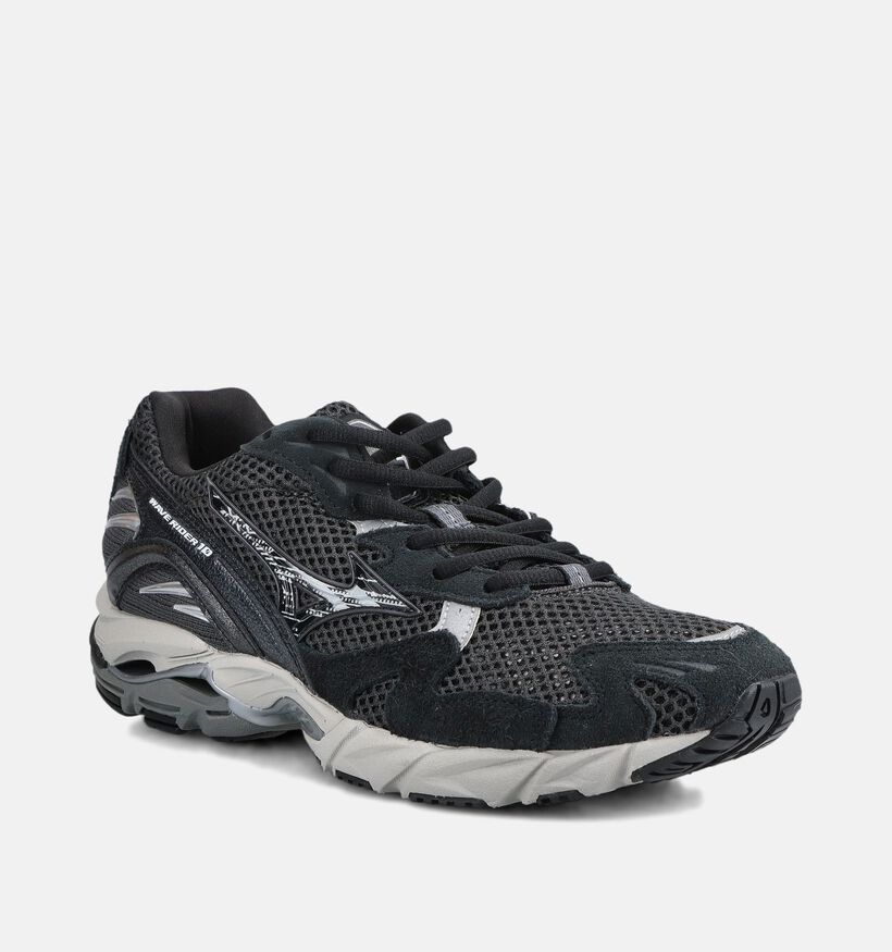Mizuno Wave Rider 10 Suede Zwarte Sneakers voor dames (376214) - geschikt voor steunzolen