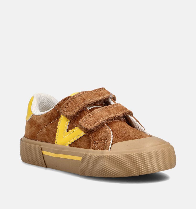 Victoria Tribu Chaussures à scratch en Marron/Jaune pour filles, garçons (363397)