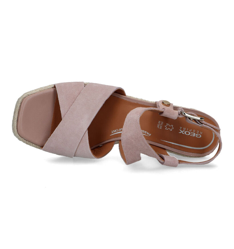 Geox Panarea Sandales avec talon compensé en Rose pour femmes (326685)