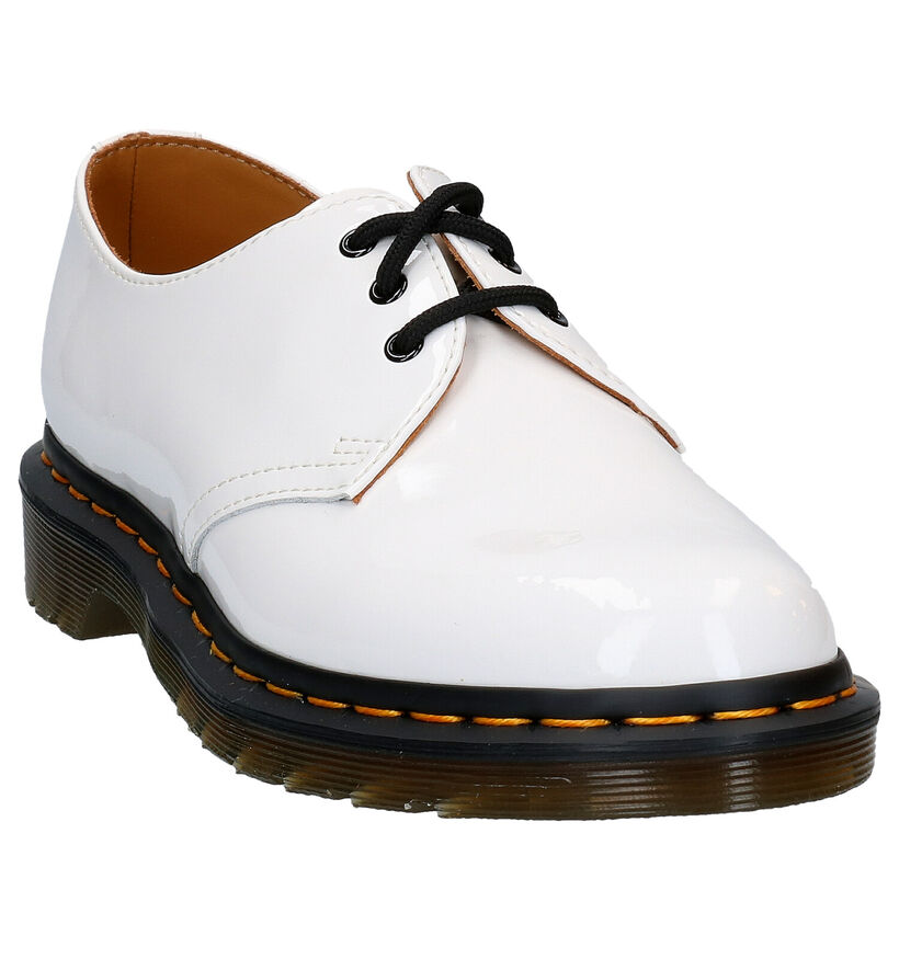 Dr. Martens Witte Veterschoenen in lak (284703)
