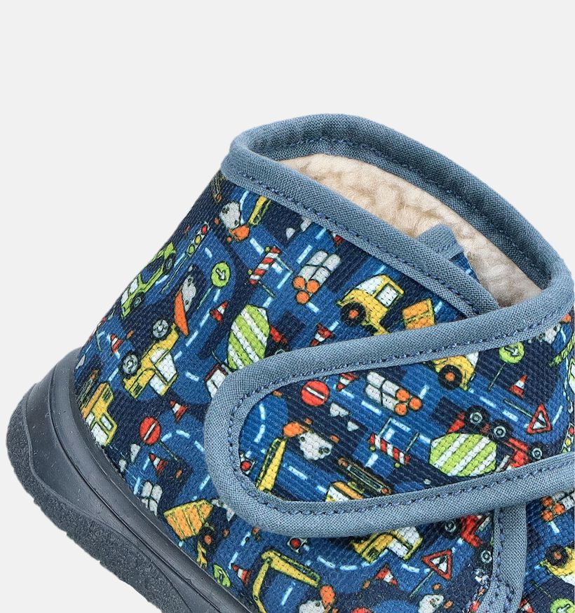 Milo & Mila Cars Pantoufles en Bleu fonc&eacute; pour gar&ccedil;ons (381142) - pour semelles orthop&eacute;diques