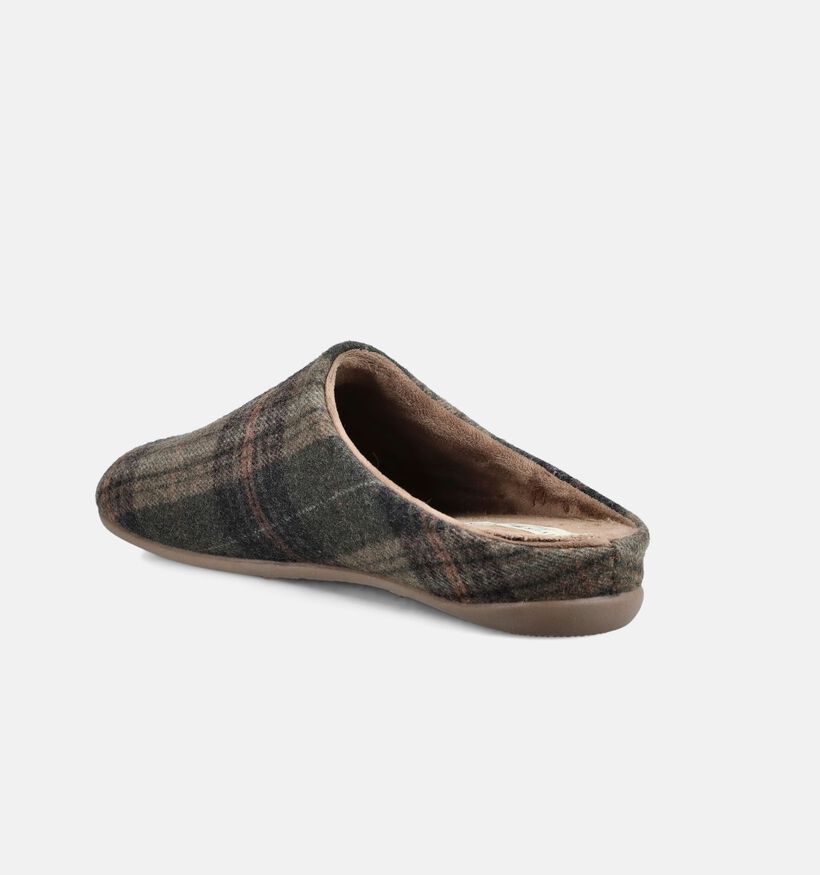 River Woods Ernest Pantoufles en Vert/Marron pour hommes (381218) - pour semelles orthop&eacute;diques