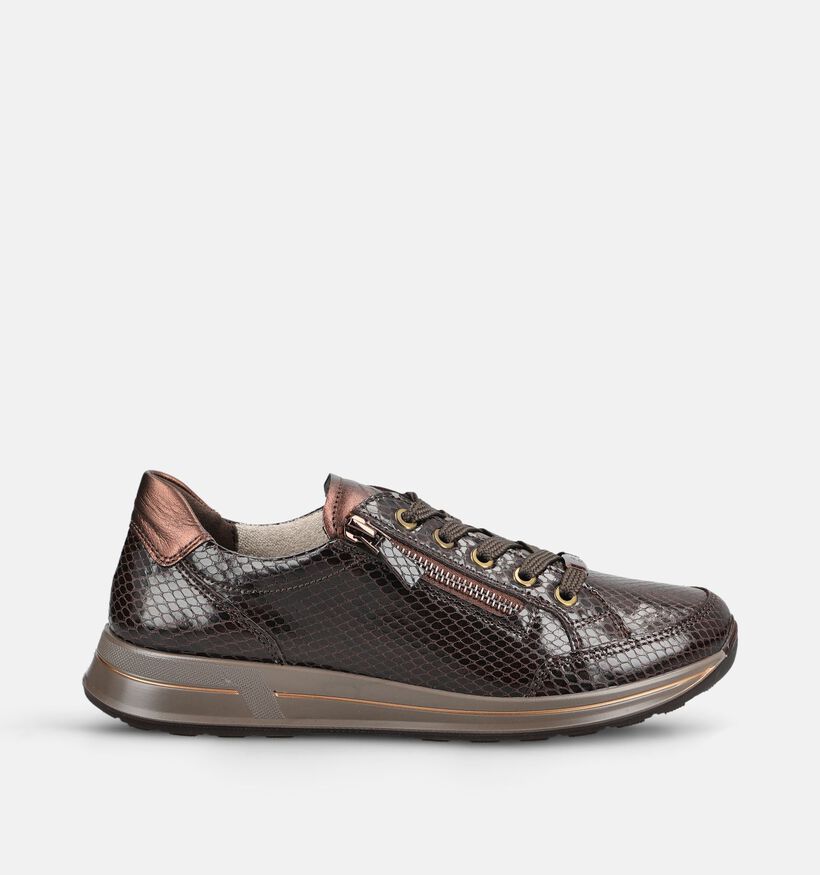 Ara Osaka 2.0 Donkerbruine Schoenen met Veter en Rits voor dames (379997) - geschikt voor steunzolen