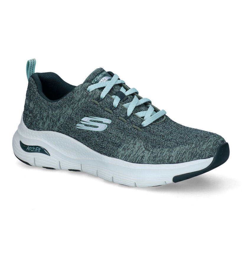 Skechers Arch Fit Comfy Wave Groene Sneakers voor dames (312803) - geschikt voor steunzolen