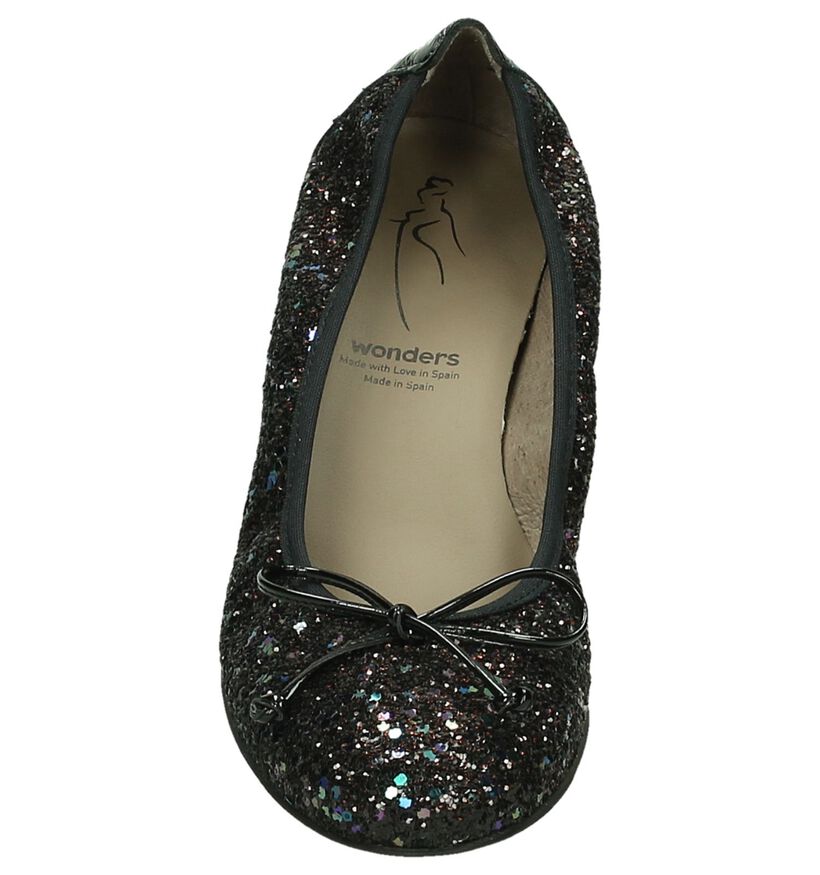 Wonders Zwarte Glitter Pumps in leer (185563)