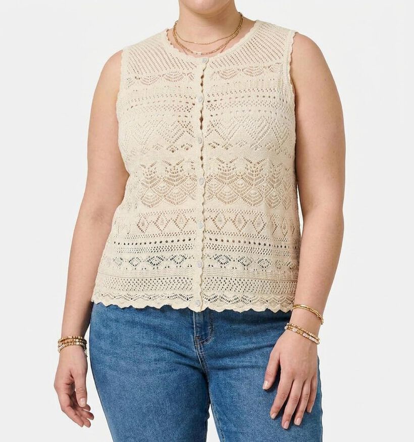 ONLY Carmakoma Luza Top en Beige pour femmes (375066)