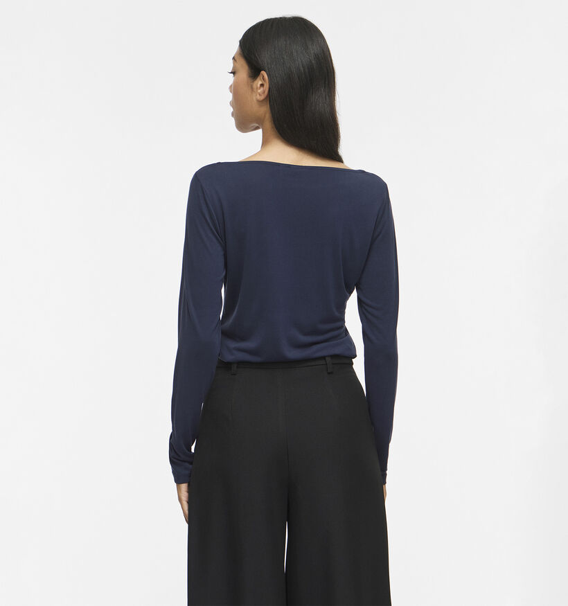 Vila Modala Donkerblauwe Boothals T-shirt met Lange Mouwen voor dames (379771)