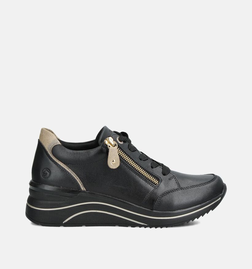 Remonte Zwarte Sneakers Veter en Rits voor dames (360393) - geschikt voor steunzolen
