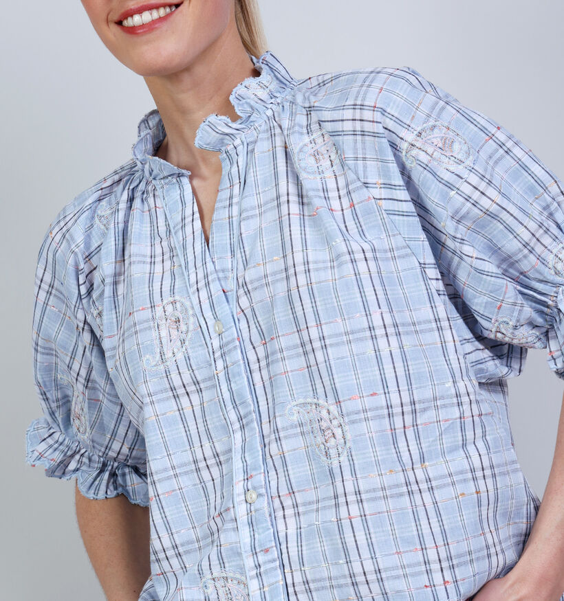 Orfeo Clery Blauwe Blouse Geruit voor dames (371921)