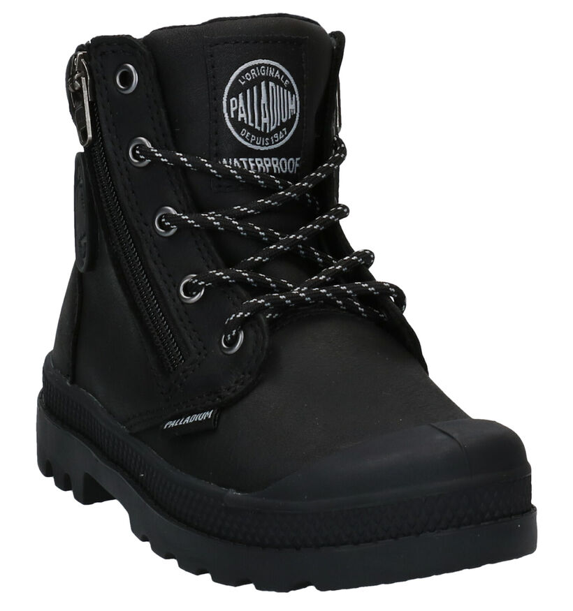 Palladium Pampa Hight Cuff Bottines en Noir en cuir (277220)