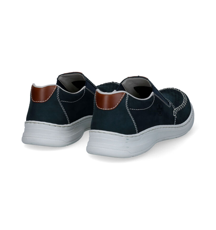 Rieker Blauwe Instappers in nubuck (308602)