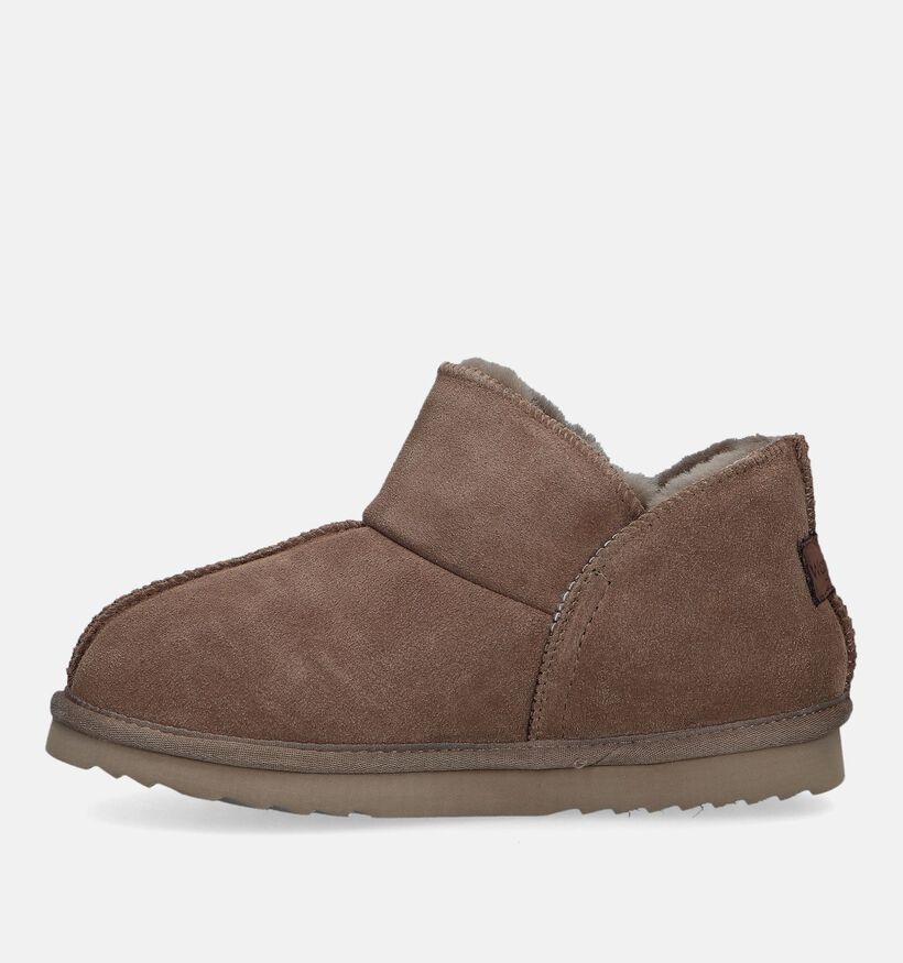 Warmbat Willow Taupe Wollen Hoge pantoffels voor dames (330327)