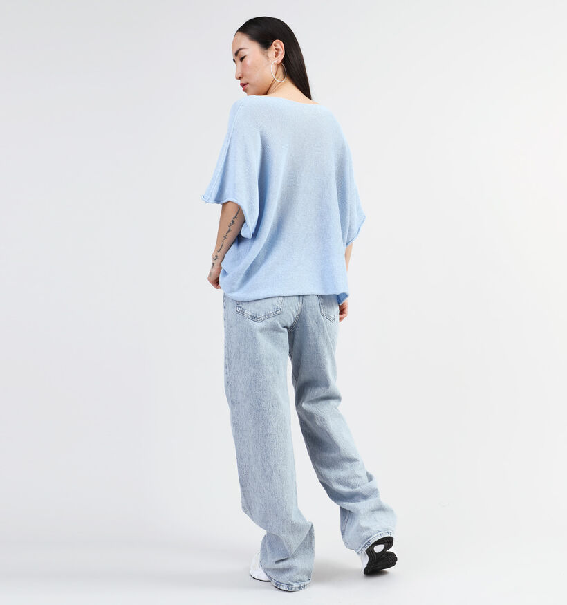 Dolce C. Pull avec coll en V en Bleu pour femmes (349571)