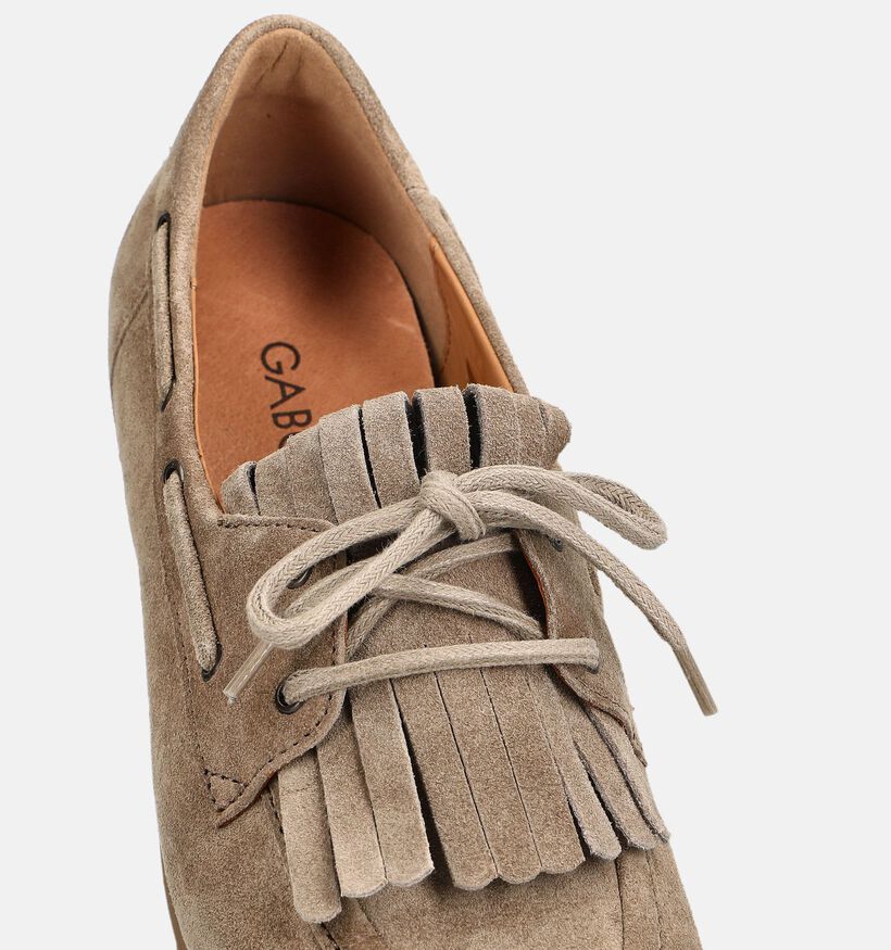 Gabor Donkerbeige Bootschoenen voor dames (378265) - geschikt voor steunzolen