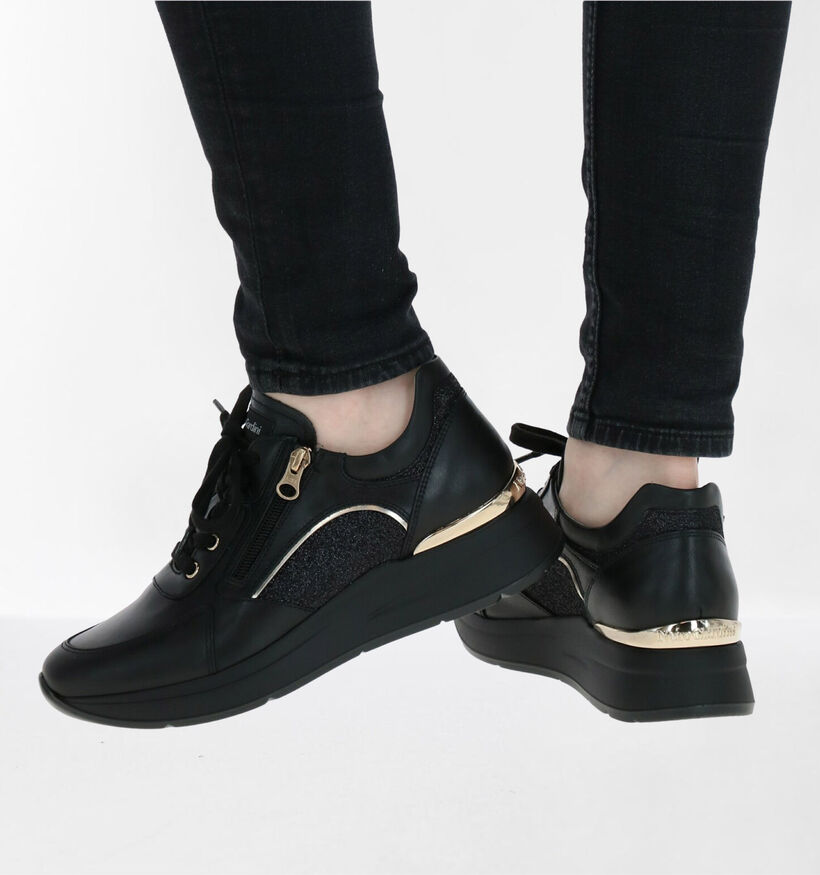 NeroGiardini Zwarte Veterschoenen in leer (296637)